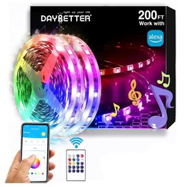 DAYBETTER RGB Led Light Strips Kit Work with Alexa and Google Assistant, Smart WiFi Led Strip Lights for Bedroom, Room, Decor, Kitchen, Home Party Decoration (200FT)