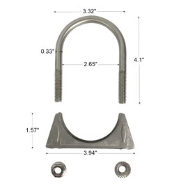 Heavy Duty 2.5 Inch Muffer Clamps Exhaust 2 1/2" Stainless Steel U Bolt Clamp on Tip Pipes Connection