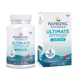 Nordic Naturals | Suplemento Alimenticio Ultimate Omega Junior | 680 mg Omega‑3 Totales (EPA+DHA) por Porción (2 Mini Cápsulas) | 90 Mini Cápsulas Blandas Sabor Fresa | Non‑GMO | Sin Gluten | Sin Lácteos | Certificado Friend of the Sea