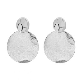 coadipress Gold Disc Earrings for Women Exaggerated Texture Disc Earrings Lightweight Circle Disc Geometric Flat Brushed Earrings Fashion Minimalist Round Disc Dangle Earrings Boho Statement Jewelry Gifts (Silver texture)