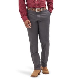 Wrangler Men's Flat Front Relaxed Fit Casual Pant, Charcoal