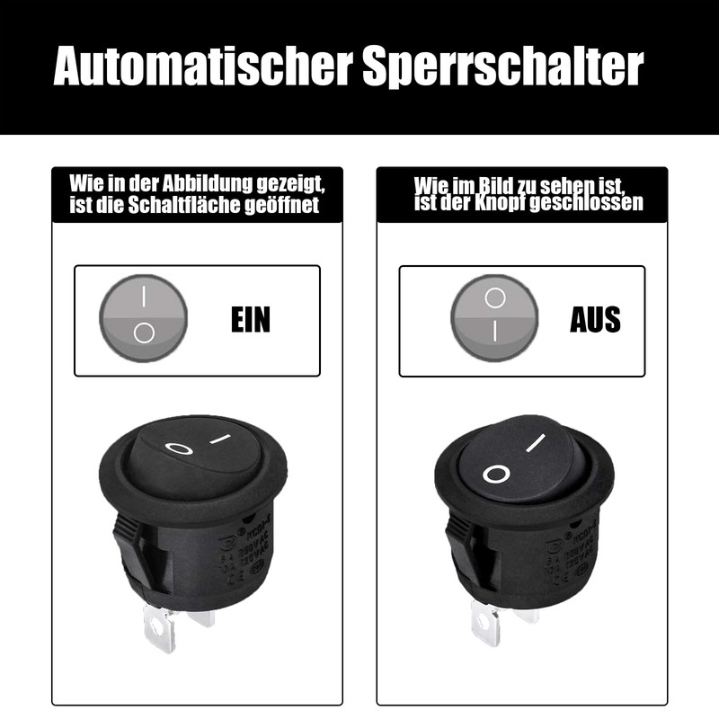 Powice 5 x toggle switch with wiring, 12 V/6 A,