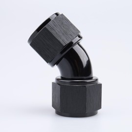 AC PERFORMANCE -12 AN Female to -12 AN Female 45 Degree Swivel One Piece Full Flow Coupler Fitting, Black Aluminum