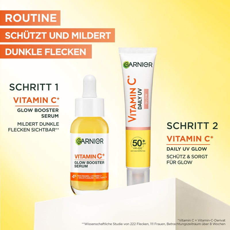 Garnier Vitamin C Daily Sun Fluid, SPF 50+, Protects and