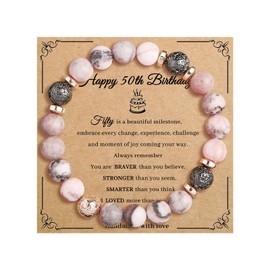 LunarCharm Natural Stone Bracelet, Birthday Gifts for Women, Adjustable Size, Birthday Gifts for Women, Mother, Daughter, Grandma, Sister, Colleague, L