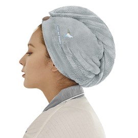 Hair Turban Towel Dry Hair Turban Girls Long Hair Wrap Towel for Women Ladies Microfibre Towel Wet Hair Wrap Super Absorbent Soft Head Towel Wrap with Button for Bathing Shower SPA Quick Drying