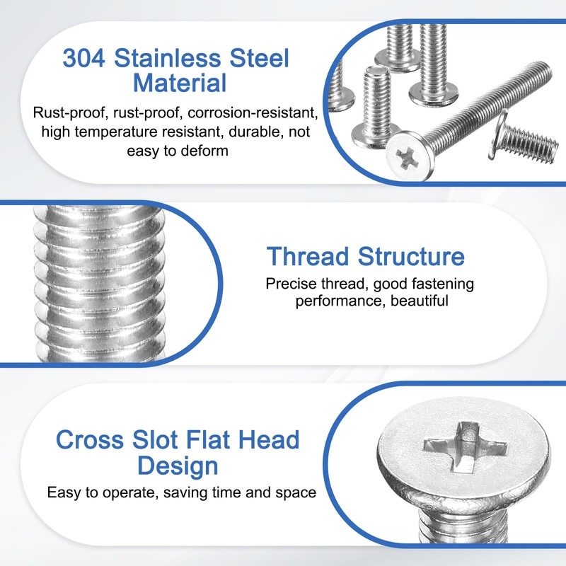 sourcing map M5-0.8 x 10mm 100Pcs Flat Round Head Screws