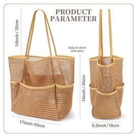 Beach Bag,Mesh Beach Tote Bag,For Travel Family Pool,Vacation Cruise Essentials (khaki)