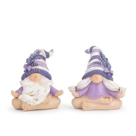 Hodao - Juego de 2 cifras de gnomos de meditación de lavanda Zen, inspirado en el tema de yoga, decoración de mesa y estante para la relajación y espacios de vida serenos, yoga, decoración de lavanda