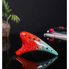 Twelve Hole Ac Ocarina Musical Instrument - Color: Red Green