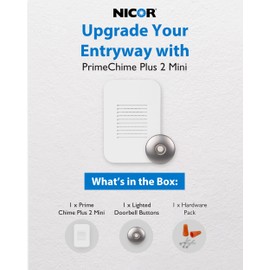 PrimeChime Plus 2 Mini- Video Compatible Doorbell Chime Kit with Nickel Stucco Button (PRMC1120SBNK)