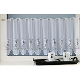 Experience by Omega Net Curtain Easter Bunny Height 45 cm White Grey