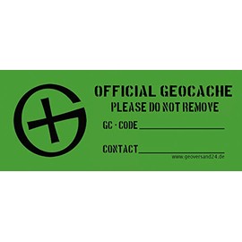 GEO-Versand Unisex - Adult 20 Geocaches Film Cans Stickers English Multi Language Stashnote Finder Note Groundspeak Green 7cm