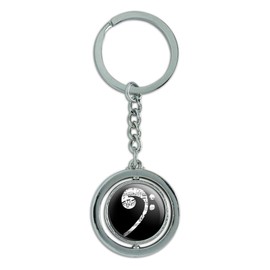 GRAPHICS & MORE Sheet Music Bass Clef Music Spinning Round Metal Key Chain Keychain Ring