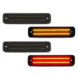 Bestview 2-Row Full LED Side Marker Lights for Hummer H2 2003-2009,Smoked Lens Front & Rear Bumper LED Side Fender Turn Signal Lights OEM Side Markers Replacement accessories parts(2 Amber+2 Red)