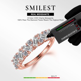 SMILEST Moissanite Eternity Band for Women, D Color VVS1 Clarity Lab Created Wedding Rings 925 Sterling Silver Vintage Moissanite Promise Rings for Her Anniversary Rings