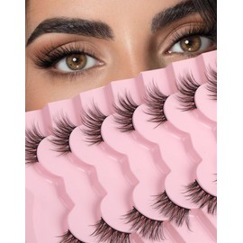 Onlyall Half Eyelashes Corner Lashes Natural Lashes Half Lashes Wispy End Lashes Corner Eyelashes 3/4 Lashes Clear Band Lashes 7 Pairs C18