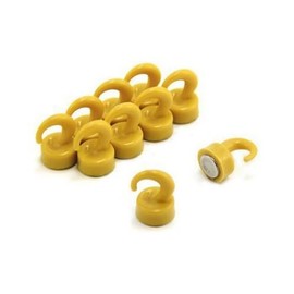 Magnet Expert® Yellow Plastic Mini Magnetic Hooks - 1kg Pull ( 12mm dia x 20mm tall ) ( Pack of 10 )