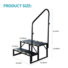 2 Step RV Steps with Handrails Ladder,Steps for Home,400 LBS Hot Tub Outdoor Steps,RV Stairs,Camper Steps Portable Stairs for Mobile Home