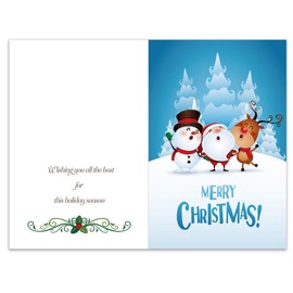 KuoYi 36 Pack Cute Cartoon Merry Christmas Cards, 6 Design and 6 of Each Design with 36 White Envelopes and 36 Stickers