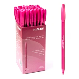 Eziglide Ballpoint Pink Pens, Pack of 50 Ballpoint Pens, Smooth Writing Action- Medium Point (1.0mm) Pink Coloured Pens Multipack, Ball Point Pens; Ideal for your Home, School & Office Stationery