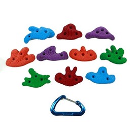 Atomik Rock Climbing Holds Set of 10 Screw-On Dripstone Incut Crimp Style 1 in Assorted Bright Tones