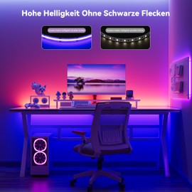 OULARA 5 V USB RGB COB LED Strip 1 m with Bluetooth Smart App Controller, Colour-Changing RGB Strip Light with 600 LEDs/M, Multicoloured Flexible LED Strip for TV, Bedroom, Party, DIY Decoration