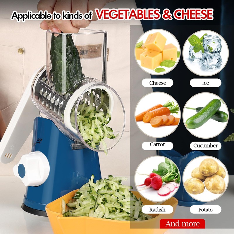 Ourokhome Rotary Cheese Grater Hand Crank, Kitchen Shredder Speed Mandolin
