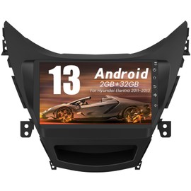 Android 13 Car Stereo Radio for Hyundai Elantra 2011 2012 2013 with Wireless Apple Carplay Android Auto Bluetooth 9 inch Touchscreen with GPS Navigation WiFi HiFi FM RDS Backup Camera MIC