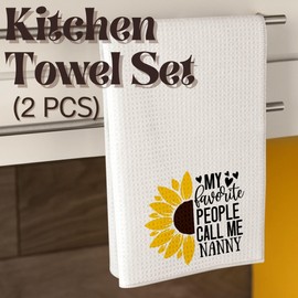 INNObeta Nanny Gifts Kitchen Towel 2 Pack, 16x24 in Microfiber Dish Tea Towel for Christmas