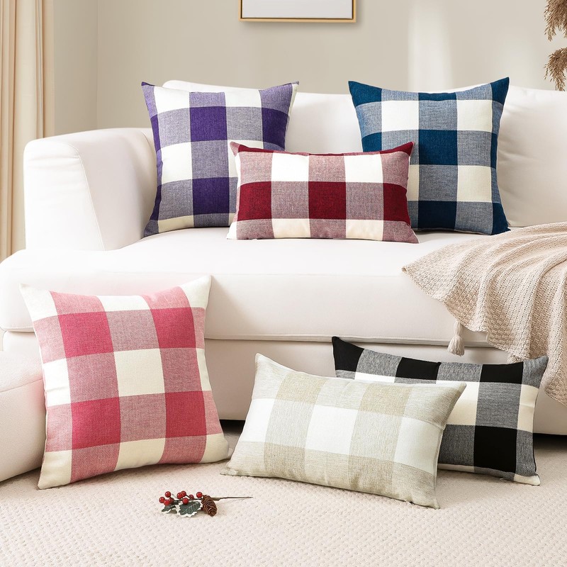 OTOSTAR Set of 2 Classic Buffalo Check Plaid Throw Pillow