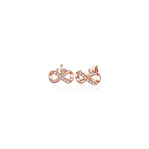Infinity Stud Earrings with Sparkling Cubic Zirconia for Women and