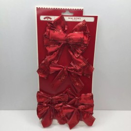 Holiday Time 6 Red Glitter Bow Snowflake Wire Edge Mini Christmas Wreath Package