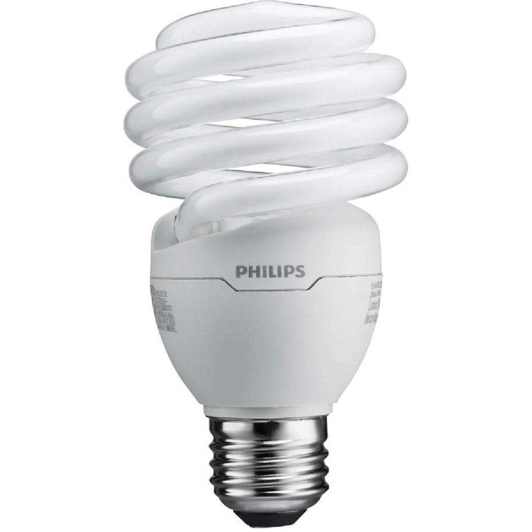 Philips LED 433557 Energy Saver Compact Fluorescent T2 Twister (A21 Replacement) Household Light Bulb: 6500-Kelvin, 23-Watt (100-Watt Equivalent), E26 Medium Screw Base, Daylight Deluxe, 4-Pack