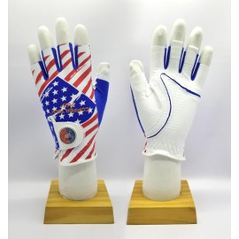 Copper Tech + Men's Half Glove- Joint Support for Golfers with Copper Compression (USA Flag, X-Large, Worn ON Left Hand)
