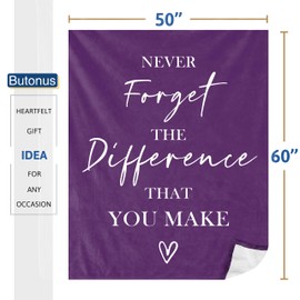 Butonus Thank You Gifts for Women Coworkers Friends Blanket 60x50in, Farewell Gifts for Coworkers Women, Employee/Teacher Appreciation Gifts, Never Forget The Difference That You Make
