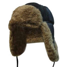 Infinity Leather Men's B3 Brown Ginger RAF Aviator Shearling Sheepskin WW2 Flying Hat L