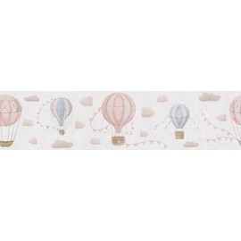 A.S. Création Lilly & Luis 771351 Children's Bedroom Wallpaper - Durable Non-Woven Wallpaper in Border Cloud Look - 5.00 m x 0.13 m - Cream, Beige, Pink, Blue - Made in Germany