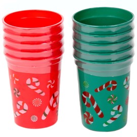 Chef Craft Select Plastic Christmas Cup Set, 10 ounce capacity 5 piece set, Color May Vary