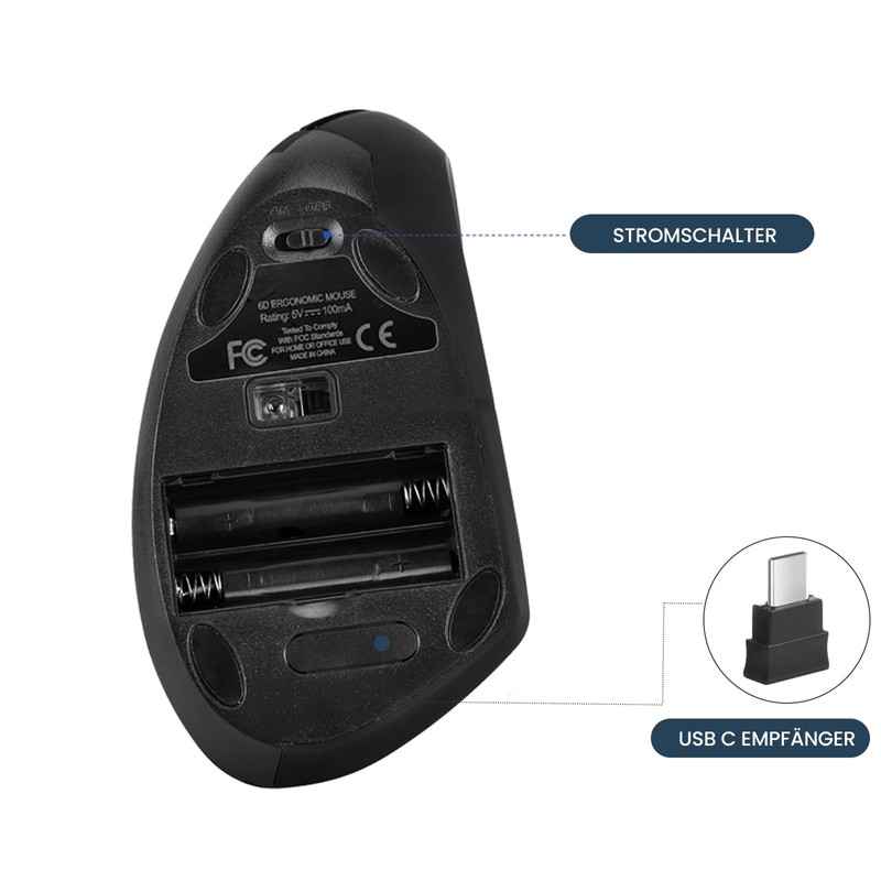 Fonicer Typ C vertikale Drahtlose Maus, 2.4G USB C Drahtlose