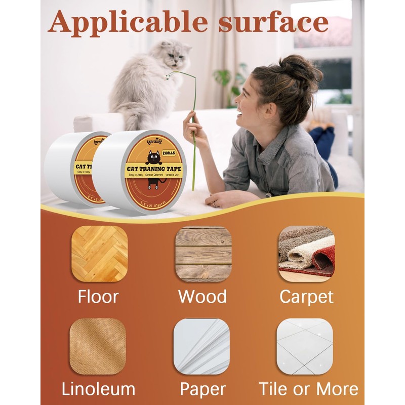 Lzerking Clear Double Sided Tape 2 Rolls Clear Removable Wall