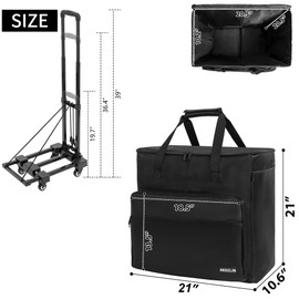 AKOZLIN Desktop Gaming Computer Tower PC Carrying Case with Detachable Cart Travel Storage Bag for Host, Keyboard and Mouse with Portable Dolly Black