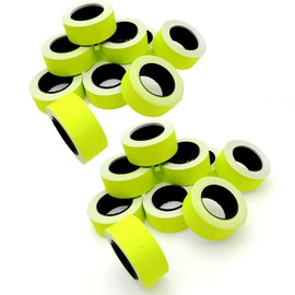 JZK 20 Rolls Total 10,000 Pieces Neon Yellow Price Gun Labels, 21mm x 12mm Price Gun Stickers, Paper Price Gun Labels, 500 Per Roll