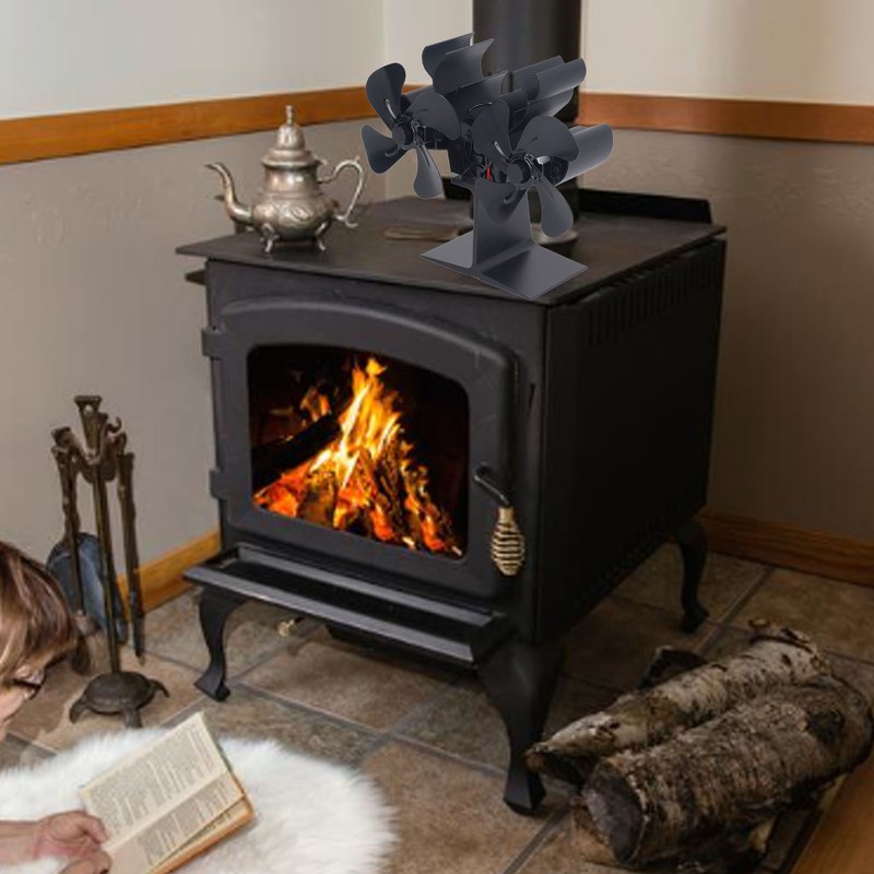 Wood Stove Fan Heat Powered 8 Blades Stove Fan Self