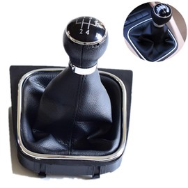 Kakulkomen 5 Speed Manual Car Gear Shift Knob with Leather Gear Shifter Boot for VW Golf 6 VI MK6 Jetta 5 Golf 5 V MK5 (5 Speed)