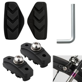 2 Pairs Bicycle Brake Pads, 50mm Road Bike Brake Pads for Bicycle in Mountain, C-Shaped Break Blocks with Hex Nut Installation Tool, No Noise, Reliable Performance for Wet Conditions