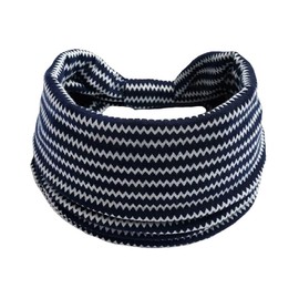 Headband Headwrap Sweatband Bandanna Biker Wrap Stretch Pretied White Over Blue Zig Zag Pattern