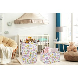 Sanjiaofen Kids Laundry Hamper,Flower Laundry Basket Collapsible Girls Storage Baskets for Home Decor,Office,Toy Organizer,(Flower)