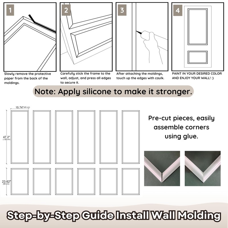Wall Molding Peel and Stick Panel - 6 Top &