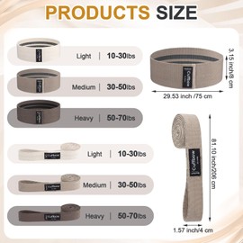 Cuffbow 6 Pcs Fabric Resistance Bands for Working Out Non Slip Exercise Bands for Men and Women Booty Workout Stretch Exercise Band for Legs Exercises Resistance Band for Fitness, Yoga(Brown)